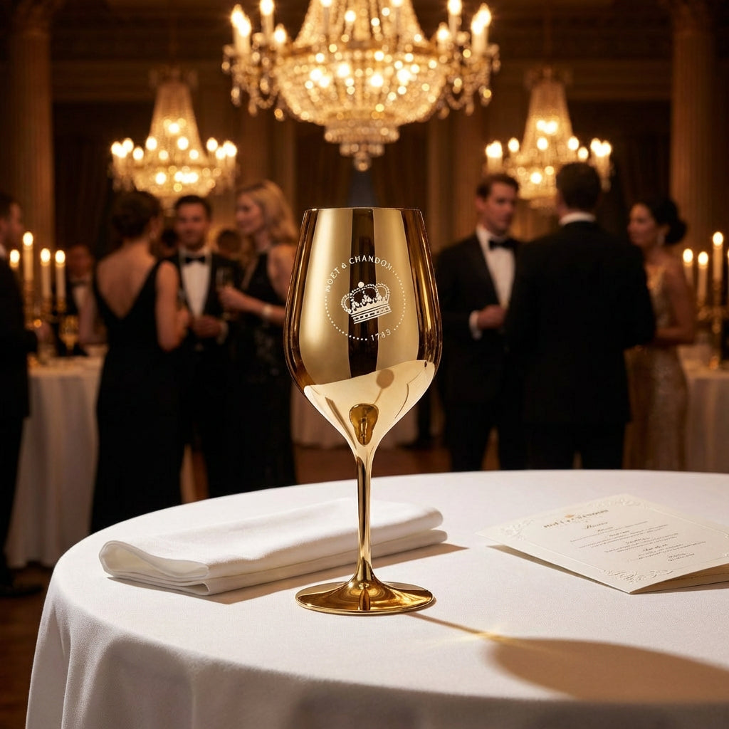 Bicchiere da champagne Moët & Chandon 0,6 l Bicchiere da vino in vetro vero Oro Nuovo logo – Vista 4