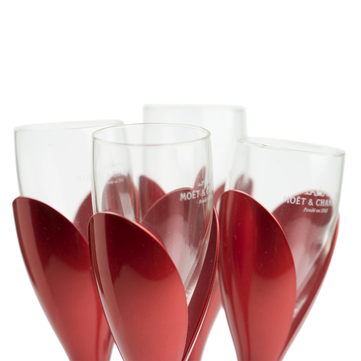 Set portabicchieri per champagne Moët & Chandon con 6 bicchieri + 4 tulipani + supporto rosso – Vista 2