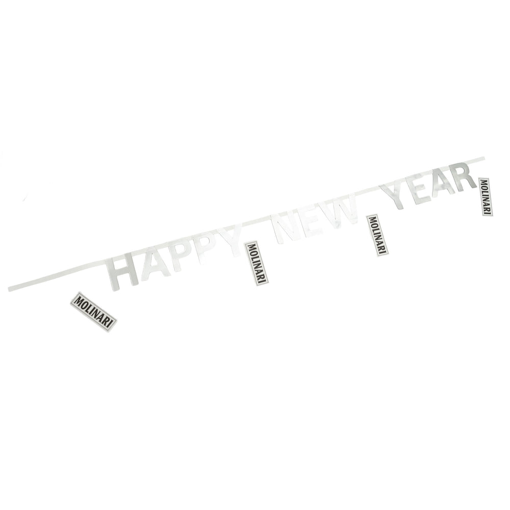 Molinari Sambuca Ghirlanda di bandierine Decorazioni per feste "Happy New Year" Argento