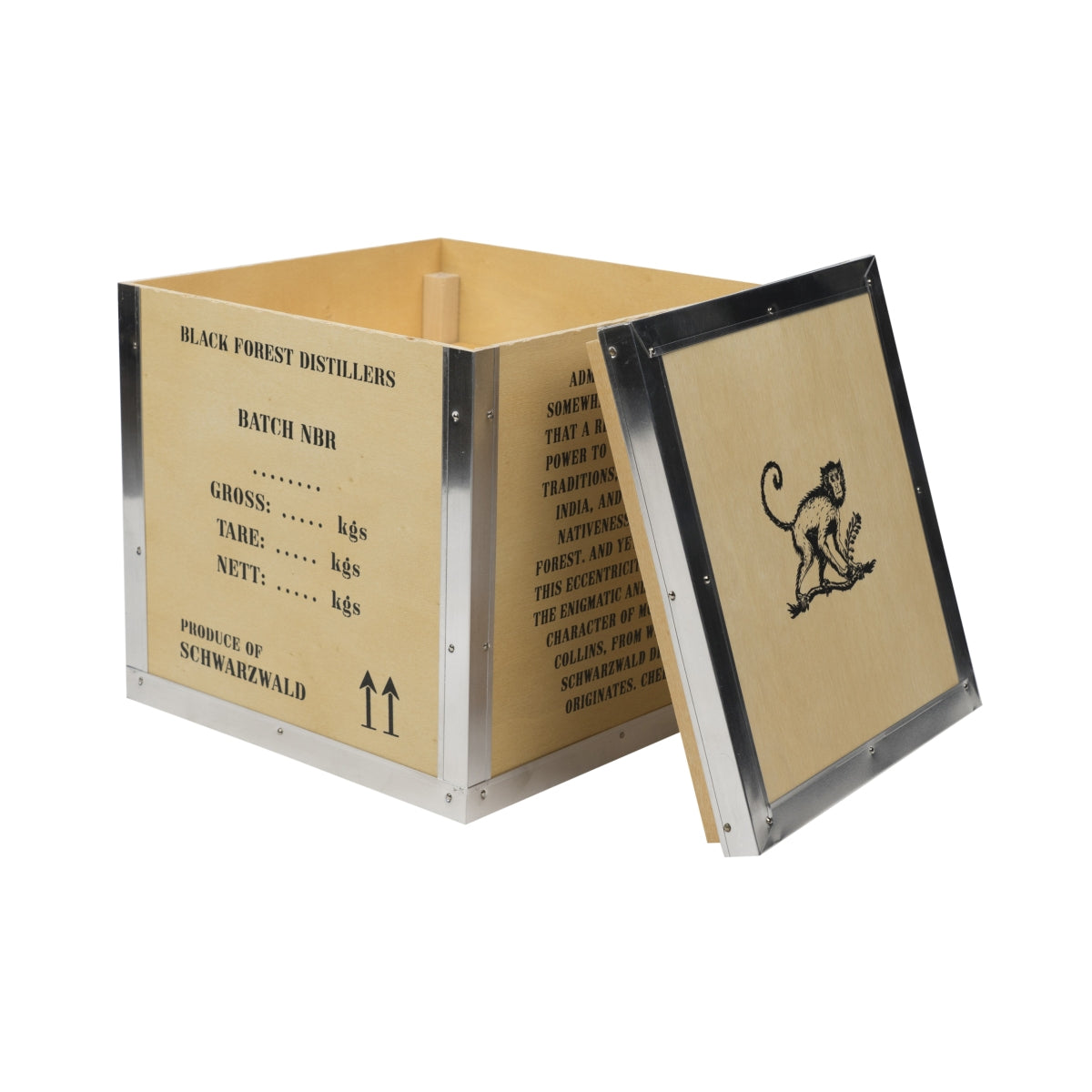 Monkey 47 Gin Scatola di legno 20x20x20cm "Caution Wild Animal" Scatola regalo – Vista 3