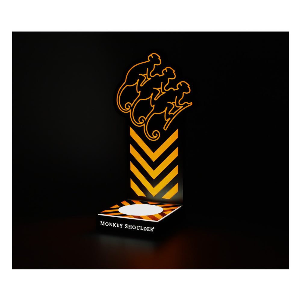 Monkey Shoulder Whiskey Glorifier LED nuovo, in plastica nera