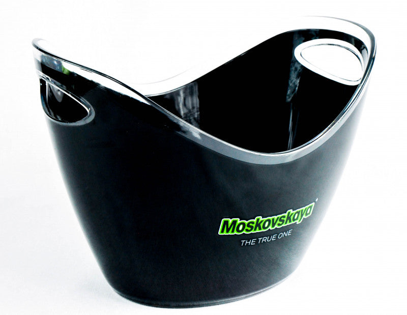 Moskovskaya Vodka: portabottiglie refrigerante con contenitore per cubetti di ghiaccio, nero e verde, con logo piccolo – Vista 2