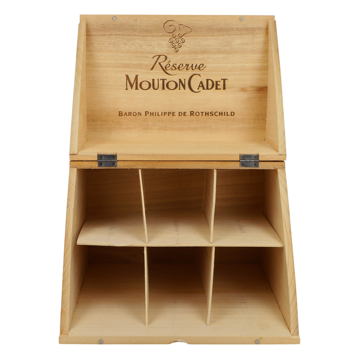 Cassa di legno decorativa per vino Mouton Cadet 27,5x18,5x32 cm Riserva – Vista 2