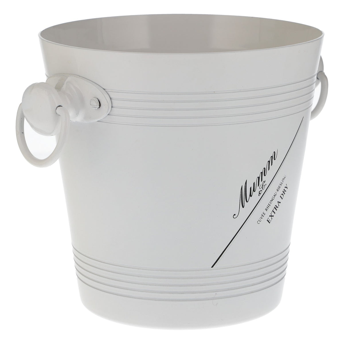 Mumm: secchiello per champagne, refrigeratore per bottiglie, contenitore per cubetti di ghiaccio bianco con manico in metallo – Vista 2