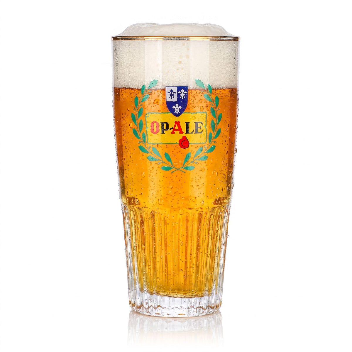 Bicchiere da birra Op-Ale da 0,33 l con bordo dorato e motivo in rilievo