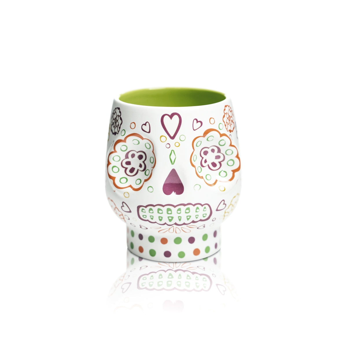 Bicchiere da tequila Patron 0,3 l Teschio Ceramica Dia de los Muertos verde Bar – Vista 2