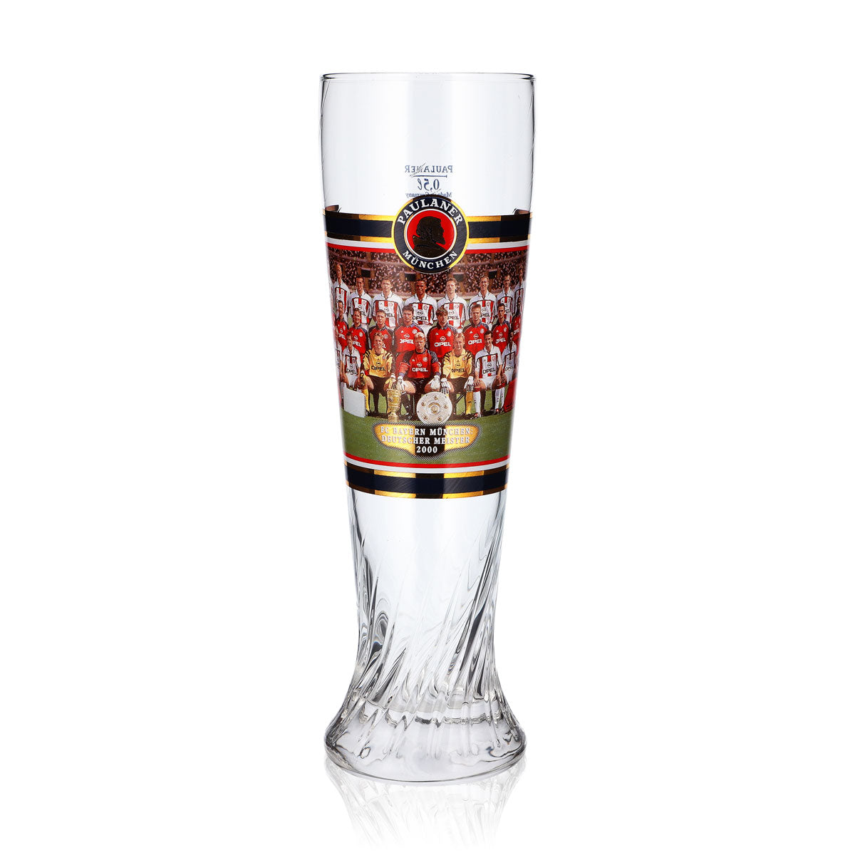 Bicchiere da birra Paulaner da 0,5 l, FC Bayern Monaco, campione di Germania 2000, con rilievo