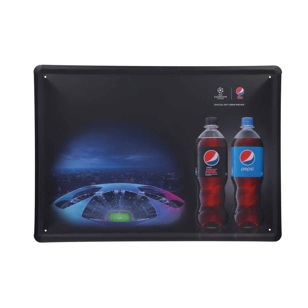 Insegna in lamiera Pepsi UEFA Champions League con set di magneti incluso, 35x25 cm