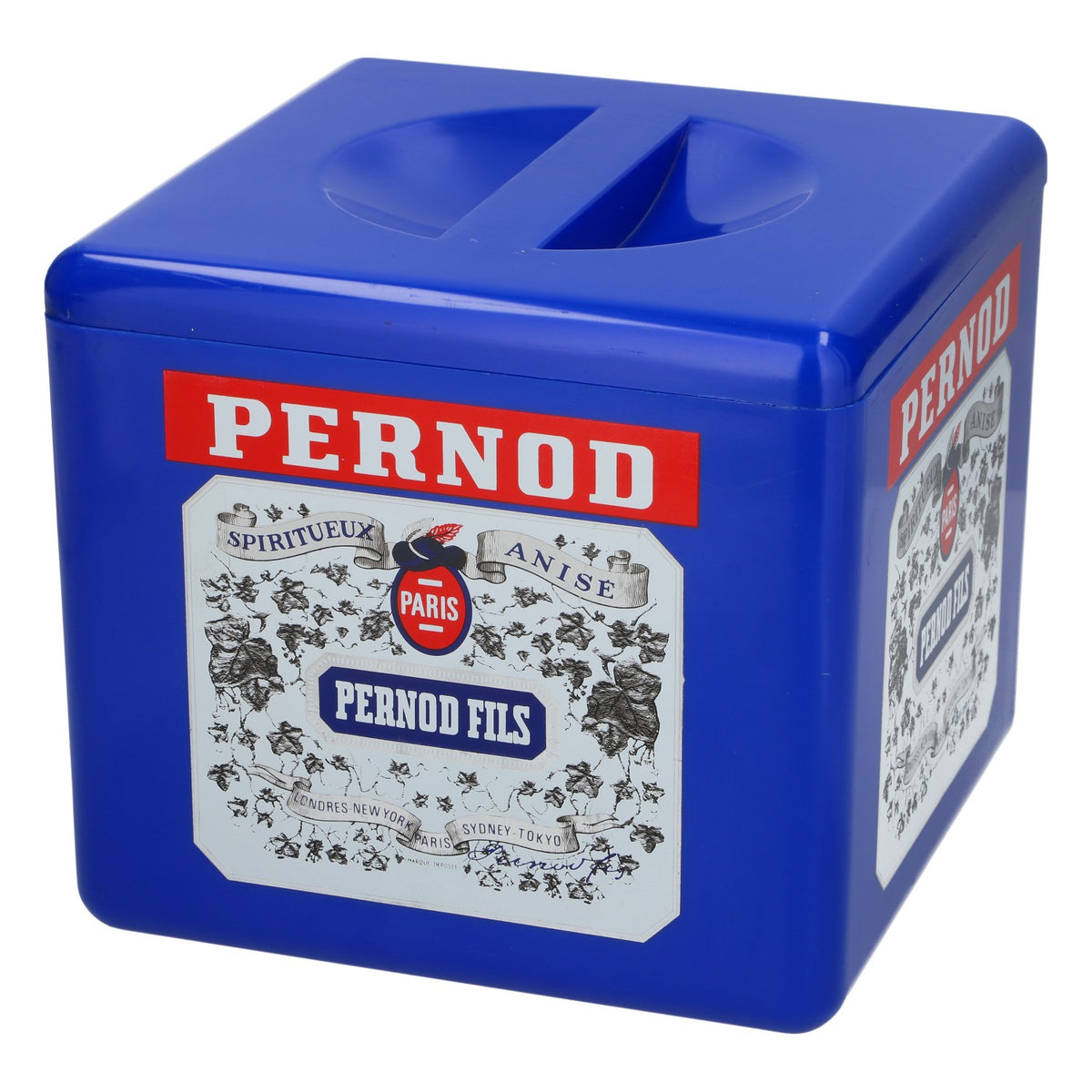 Pernod Retro: refrigeratore per bottiglie, contenitore per il ghiaccio blu con coperchio, accessori da bar, articoli di marca – Vista 3