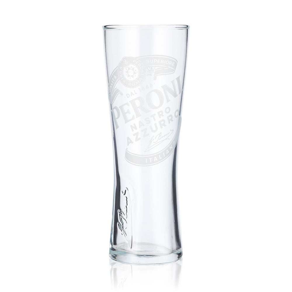 Bicchiere da birra Peroni 0,2 l Bicchiere a calice "Nastro Azzuro" con firma in rilievo sul fondo
