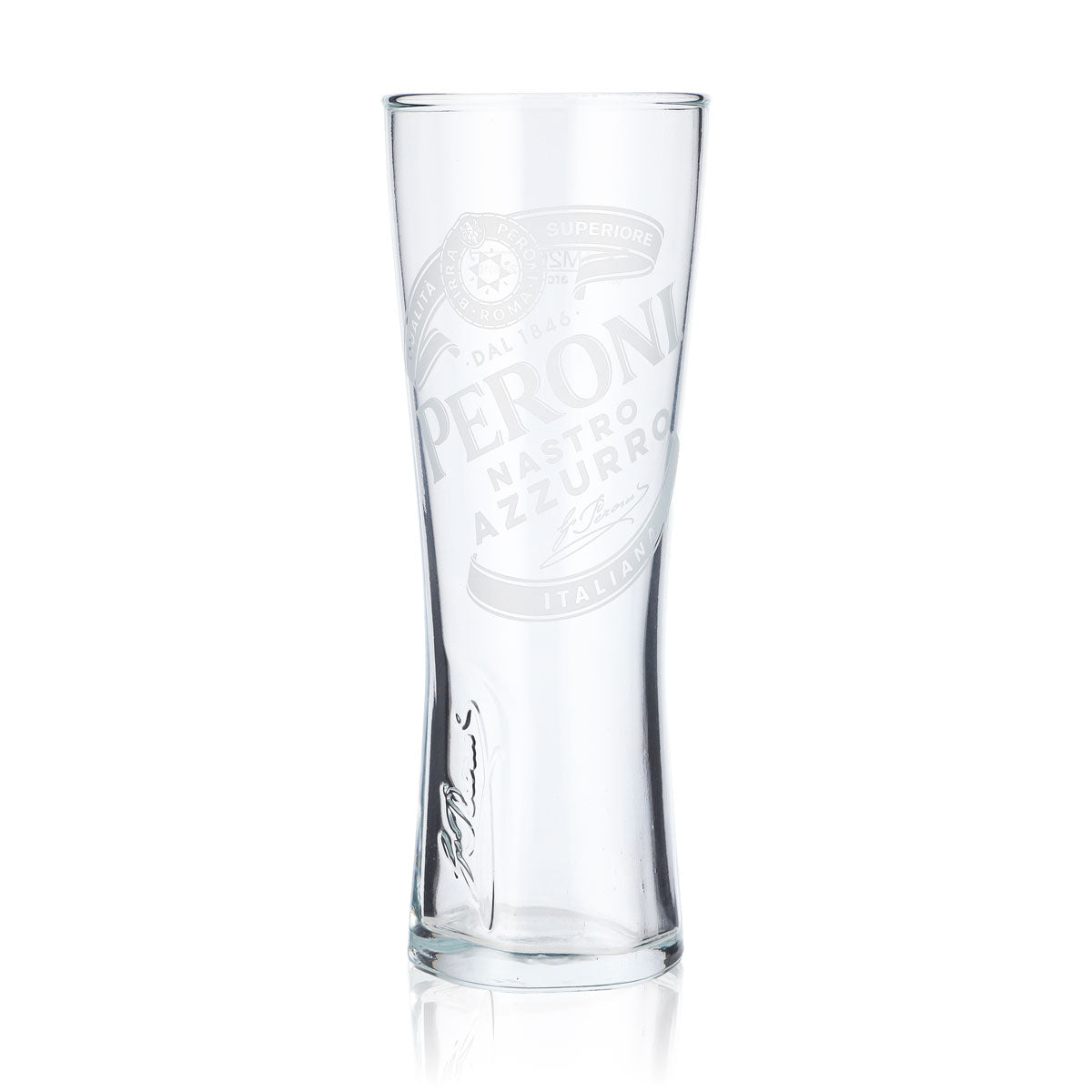 Bicchiere da birra Peroni 0,2 l Bicchiere a calice "Nastro Azzuro" con firma in rilievo sul fondo