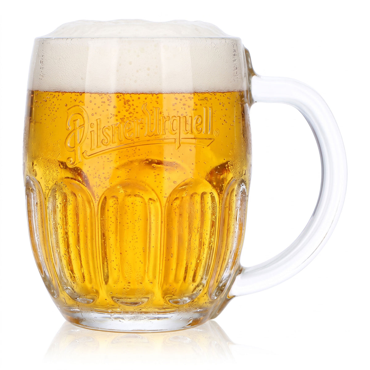 Bicchiere da birra Pilsner Urquell 0,5 l boccale con rilievo Sahm Seidel manico Bicchieri Pils Export