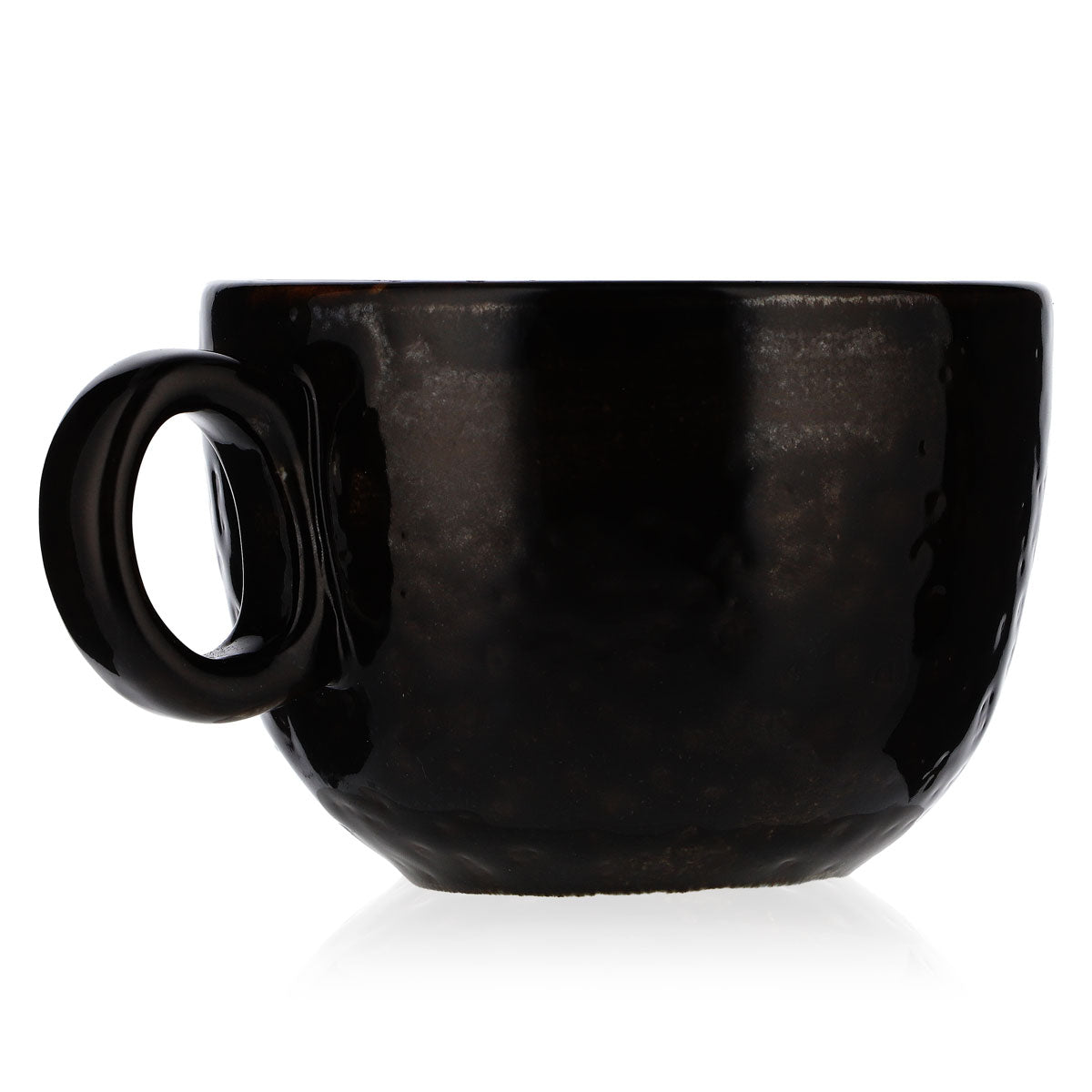 Porcellana Tazza da caffè Tazza da latte con manico Nero opaco – Vista 5