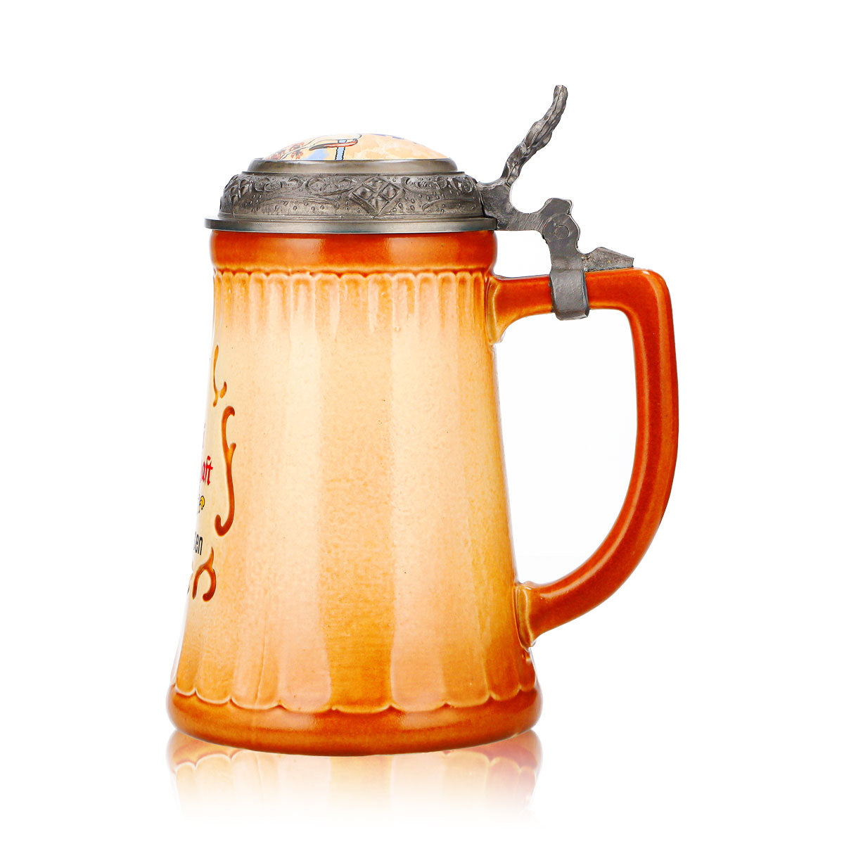 Bicchiere da birra Postbräu, boccale in terracotta da 0,8 l con coperchio in stagno, Cooperativa Birraria Ton – Vista 5