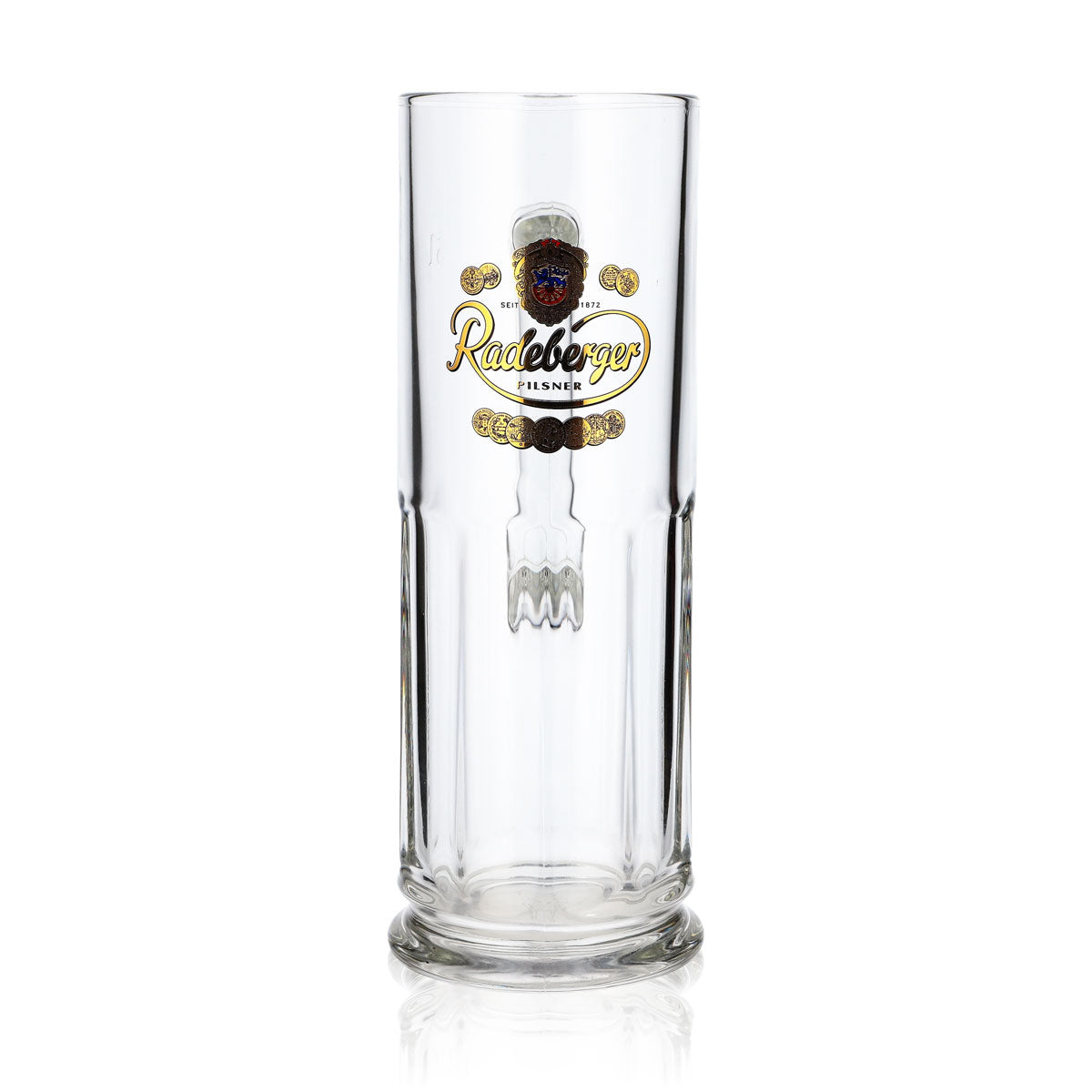 Bicchiere da birra Radeberger da 0,5 l con logo dorato e stemma nella parte superiore