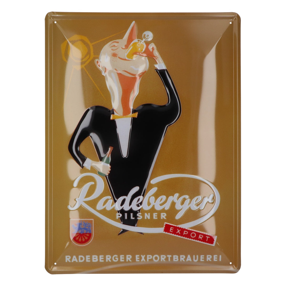 Insegna pubblicitaria in metallo della birra Radeberger "Radeberger Export"