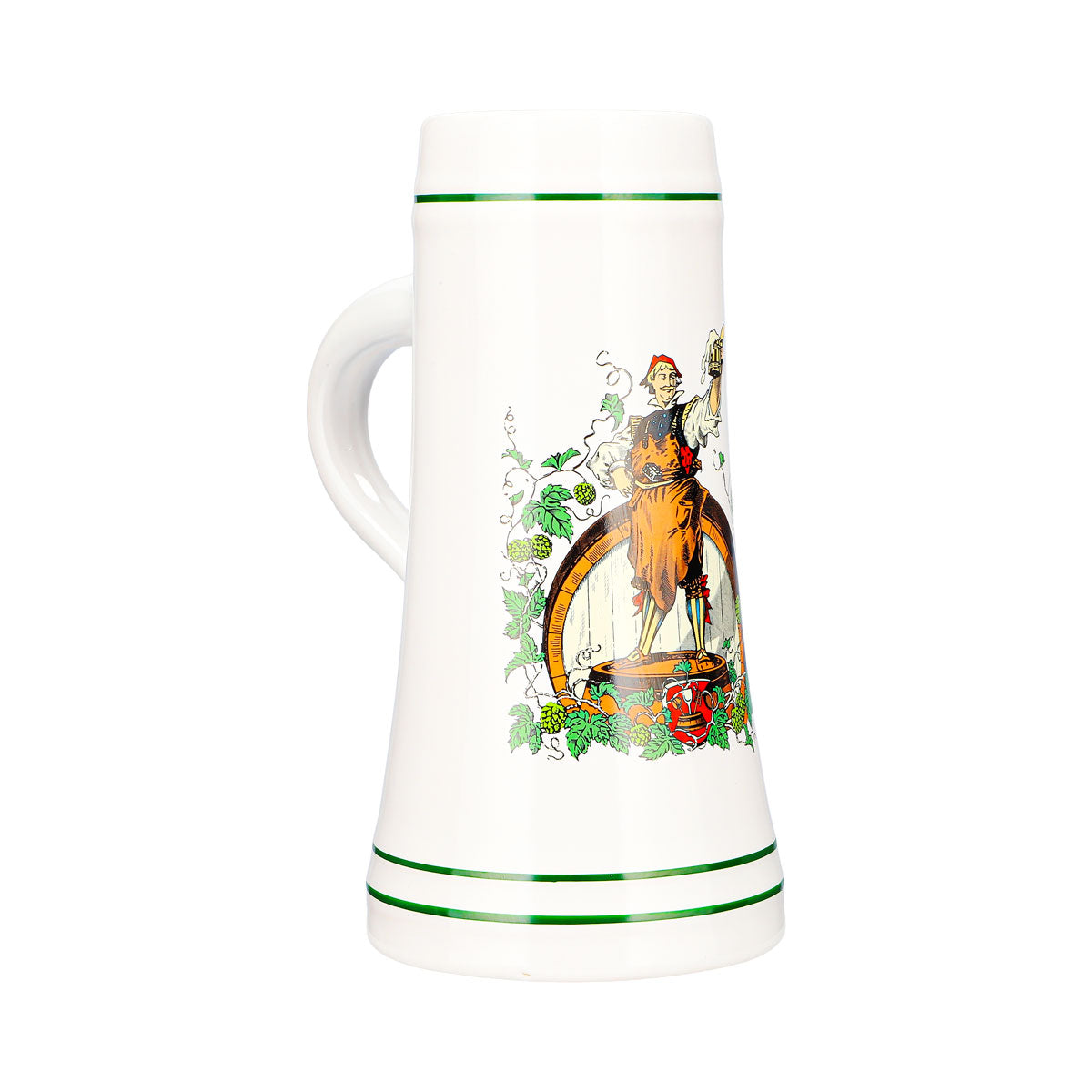 Bicchiere da birra Rastal da 0,68 l, boccale con figura di un uomo che beve birra, ceramica di gres, Baviera