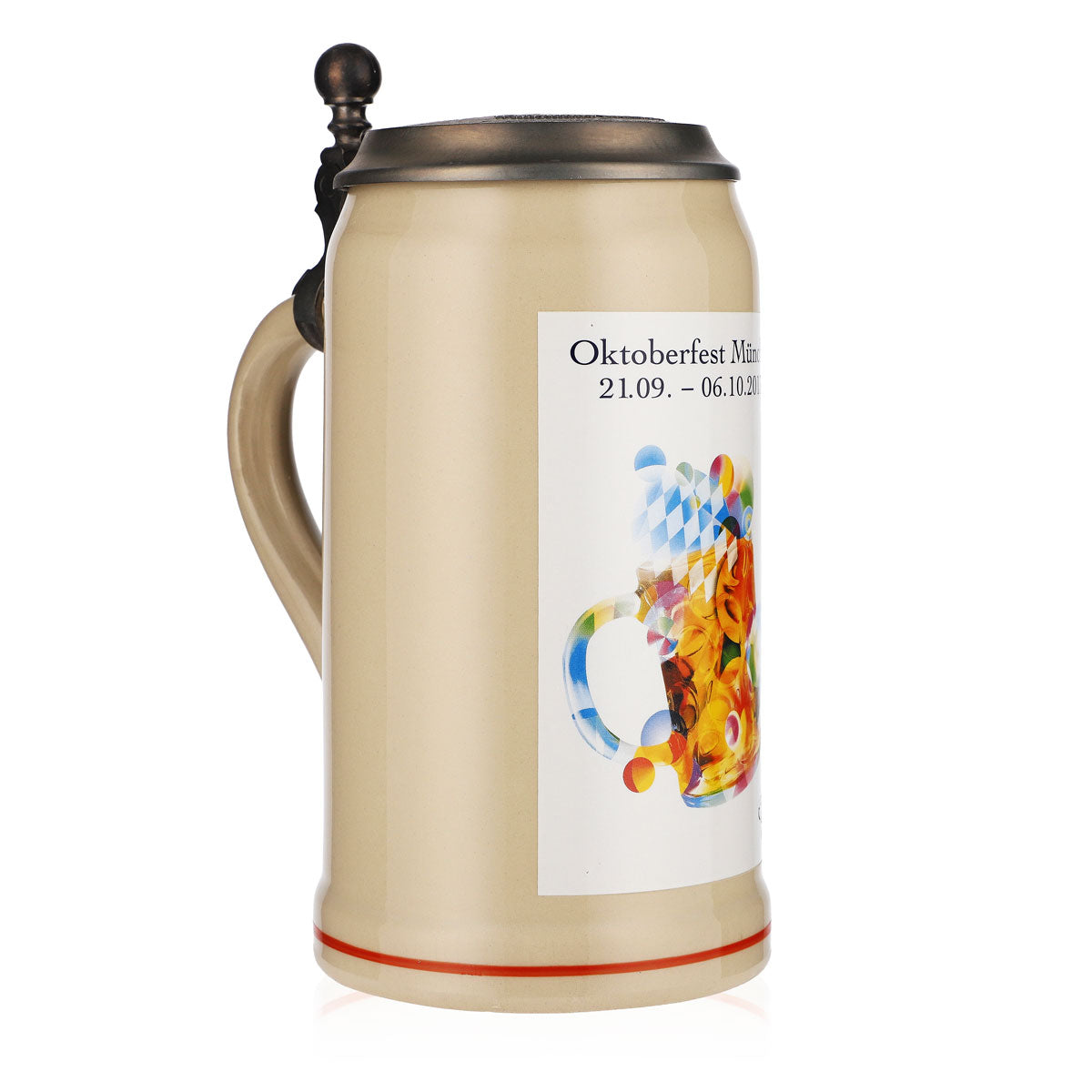 Boccale da birra Rastal in ceramica/argilla Oktoberfest Monaco 2013 Coperchio in peltro – Vista 2