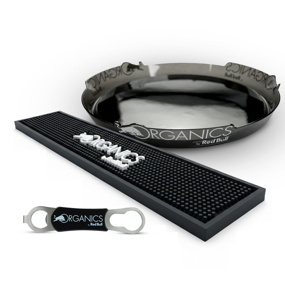 Set Red Bull Energy Bar II composto da tappetino per bar, apribottiglie e vassoio