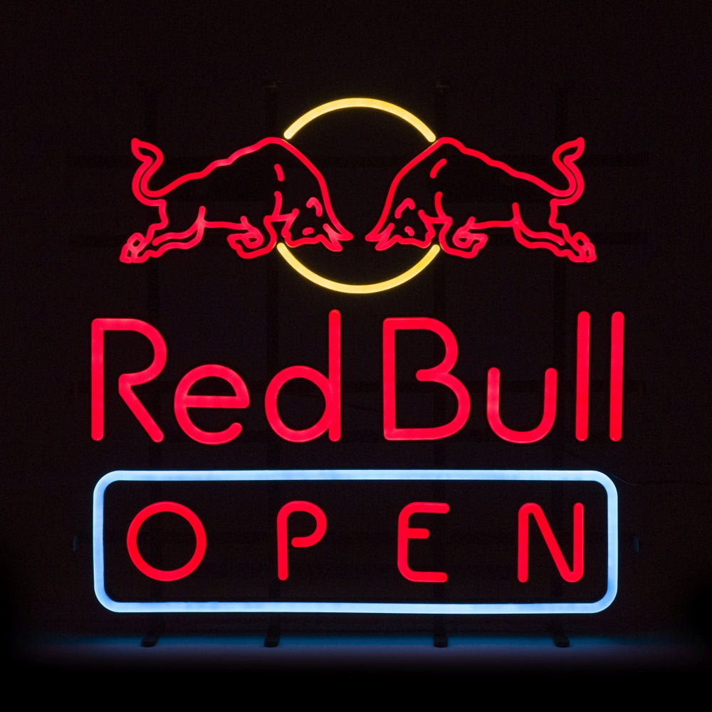 Insegna luminosa Red Bull Energy OPEN 56x56 cm Neon LED Segnale da parete Bar