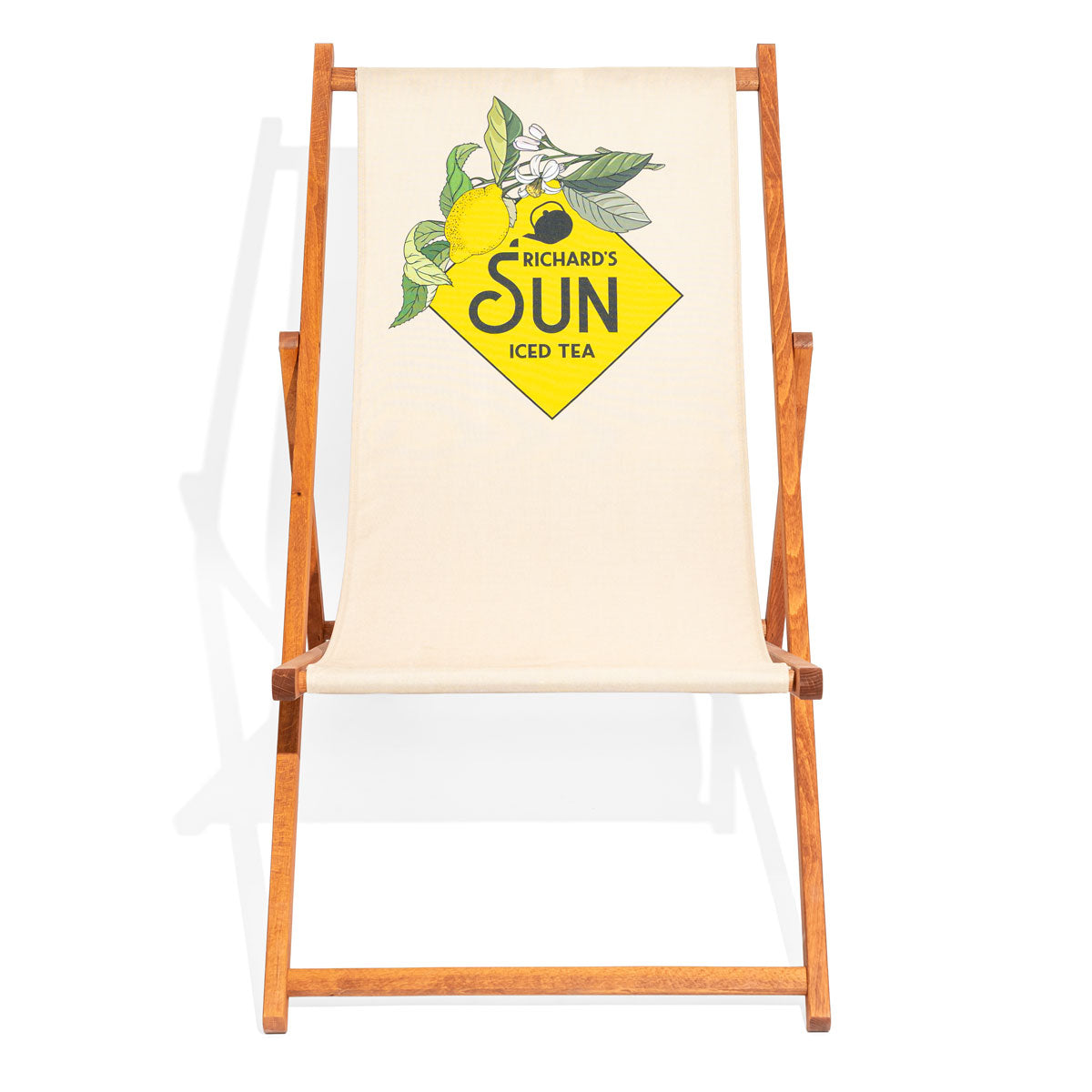 Richards Sun Sedia a sdraio da spiaggia beige gialla pieghevole in legno – Vista 2