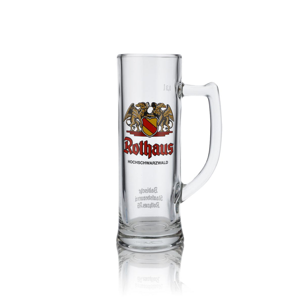 Boccale da birra Rothaus in vetro 0,3 l Seidel Humpen Tannenzäpfle Birrificio Badische Brauerei