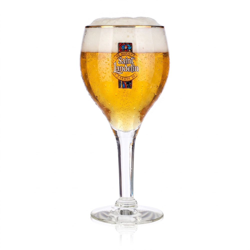 Bicchiere da birra Saint Landelin da 0,25 l, a forma di coppa con bordo dorato