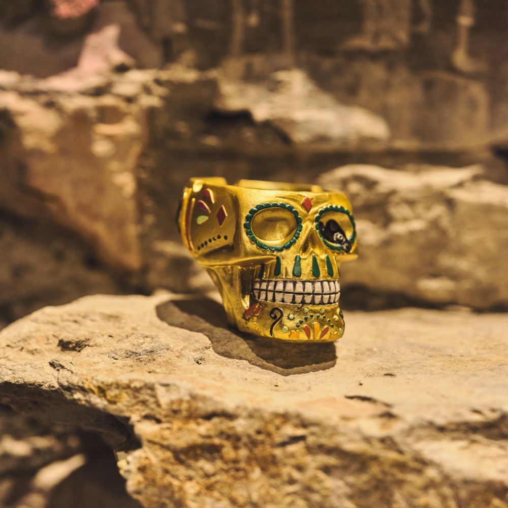 Salitos Posacenere Oro Teschio Skull Ashtray per bar e birrerie – Vista 4