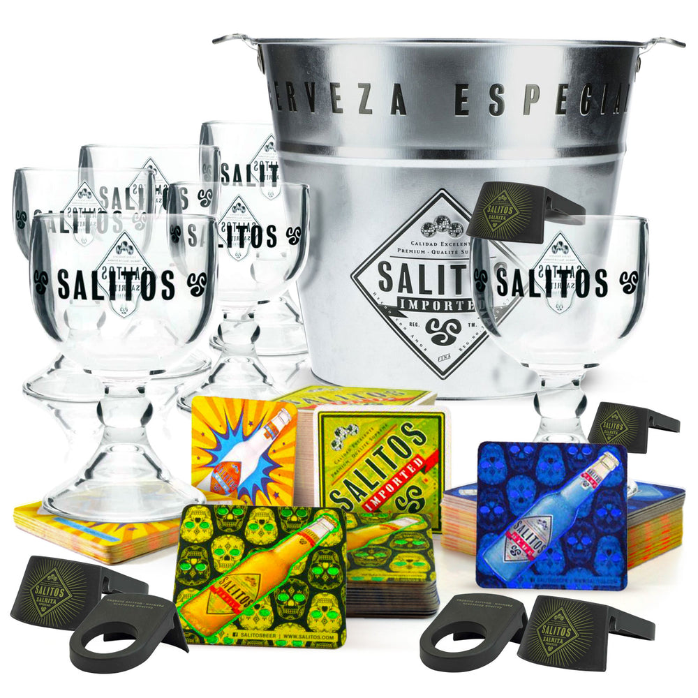Set Salitos Bar Bundle II composto da 6 bicchieri Salrita, 100 sottobicchieri e 1 secchiello per il ghiaccio