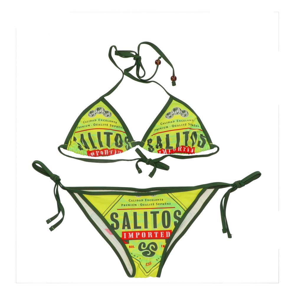Salitos Costume da bagno bikini Costumi da bagno Abbigliamento da spiaggia Donna Taglia 34 verde/giallo