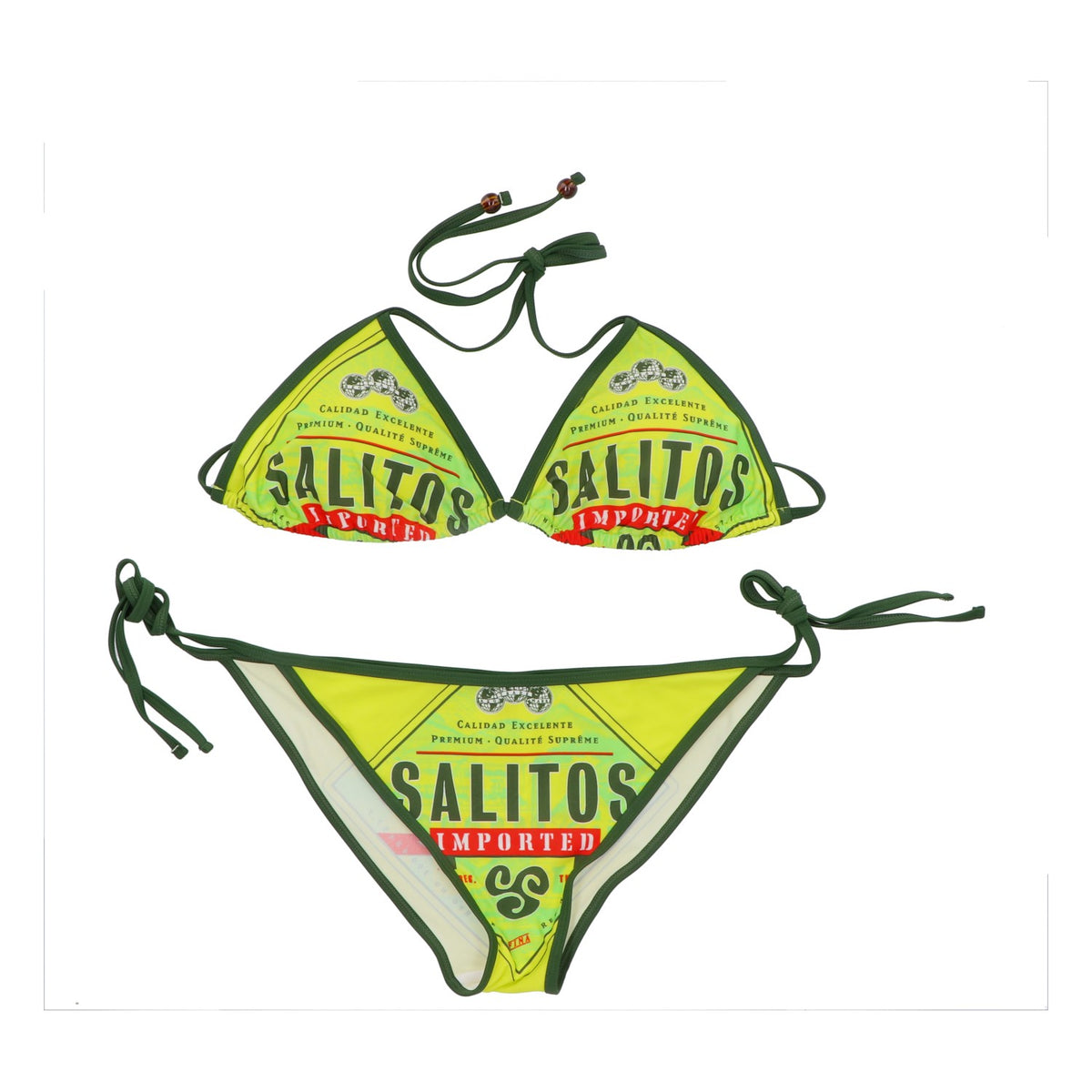 Salitos Costume da bagno bikini Costumi da bagno Abbigliamento da spiaggia Donna Taglia 38 verde/giallo