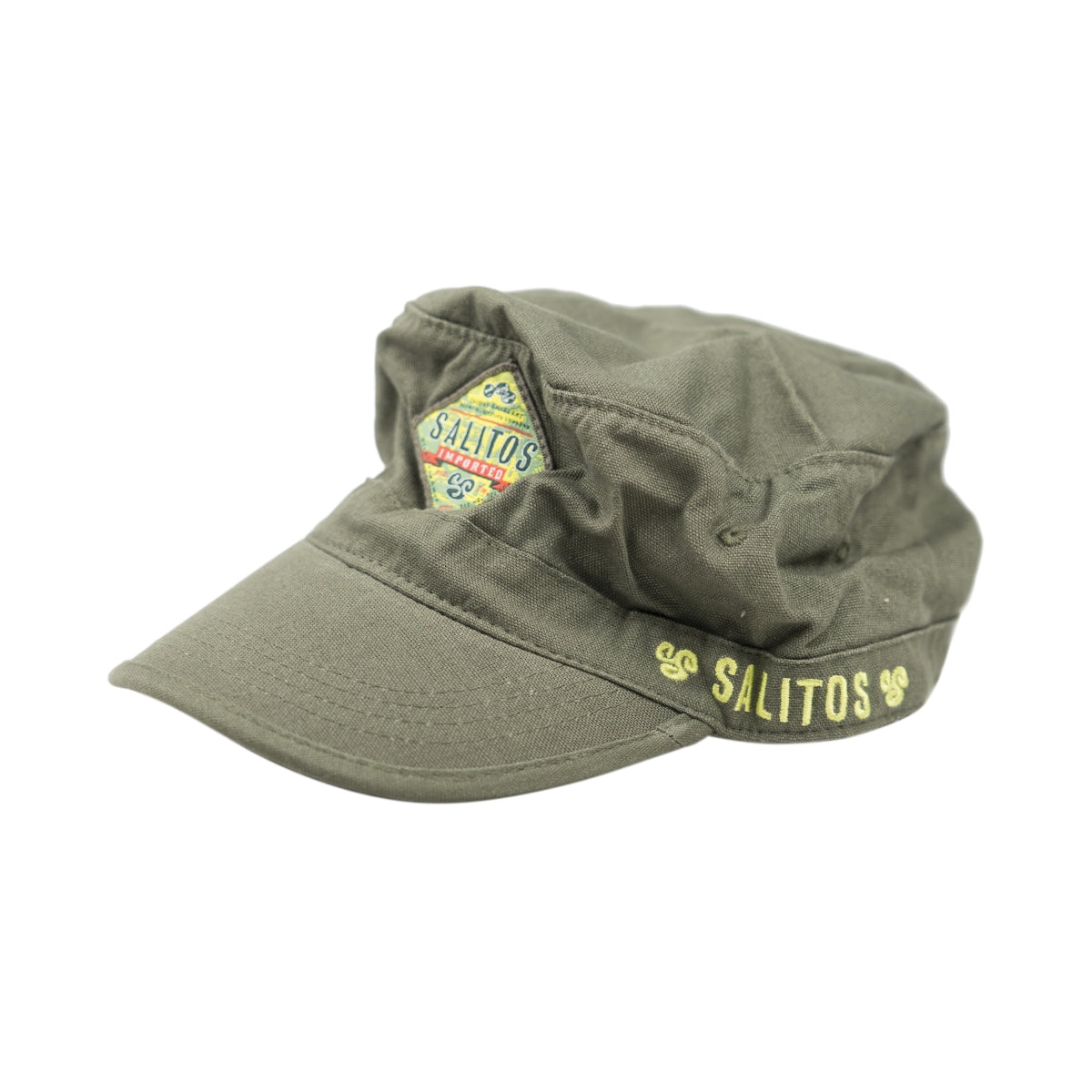Cappellino da baseball Salitos con visiera e logo, stile militare, verde oliva