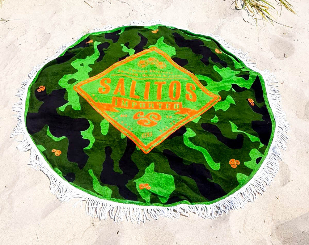 Salitos Telo mare Roundie 150 cm Camouflage Telo da spiaggia Telo da picnic
