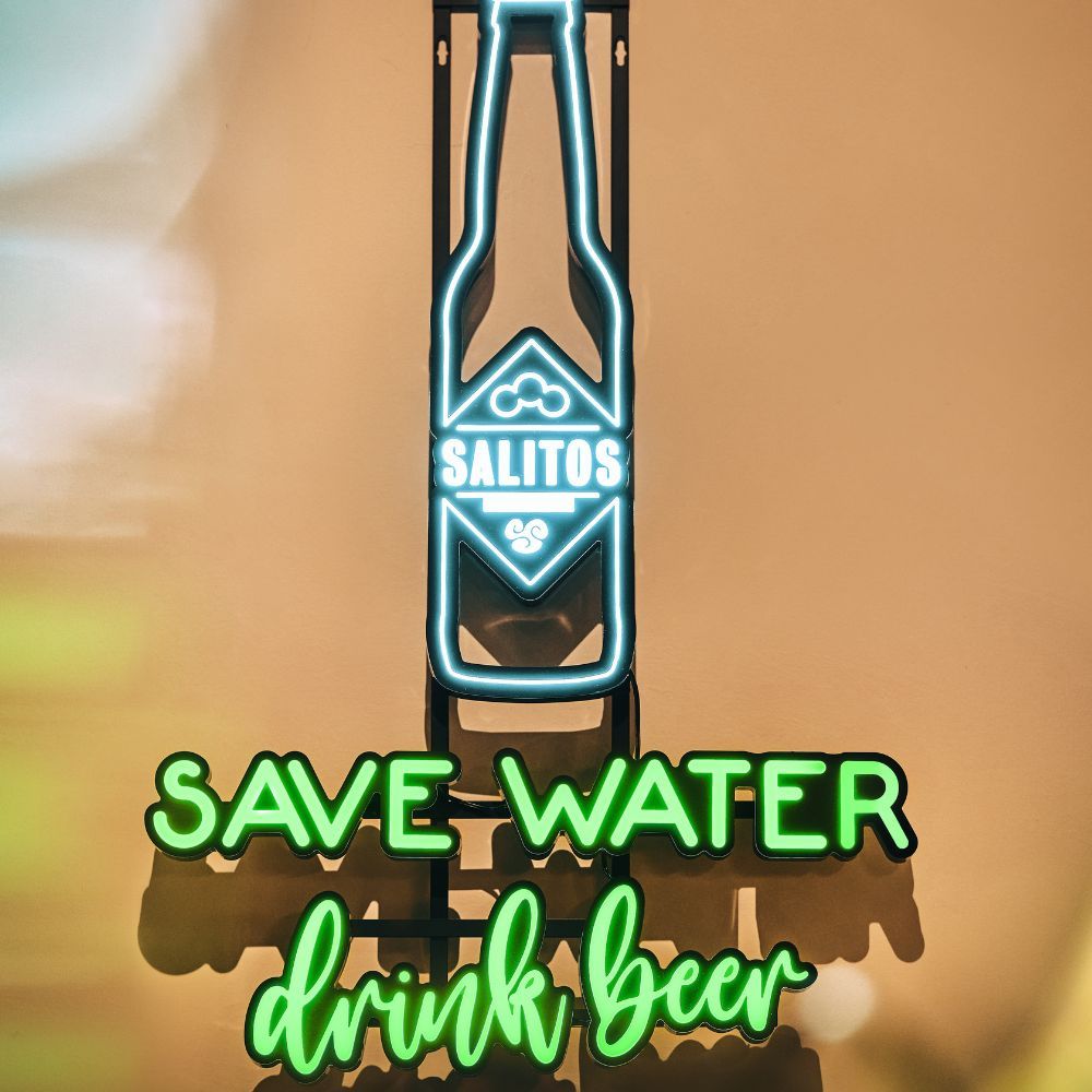 Insegna luminosa Salitos LED Sign Save Water Drink Beer Merchandise MBG Decorazione