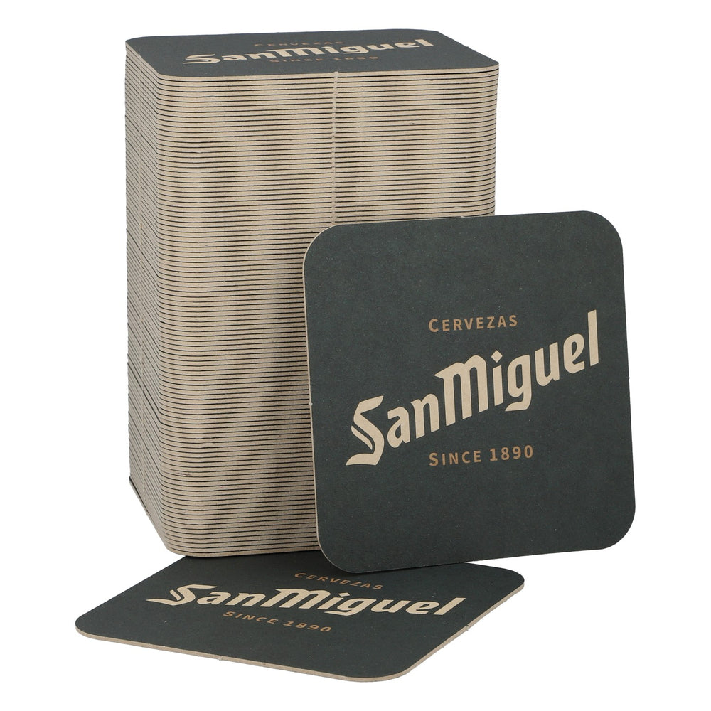 Sottobicchiere per birra San Miguel, dal 1890, verde scuro, solo scritta, nuovo