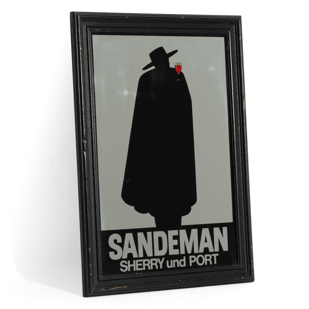 Sandeman Wein Spiegel Specchio pubblicitario Accessori da bar Cornice nera "Sherry and Port"