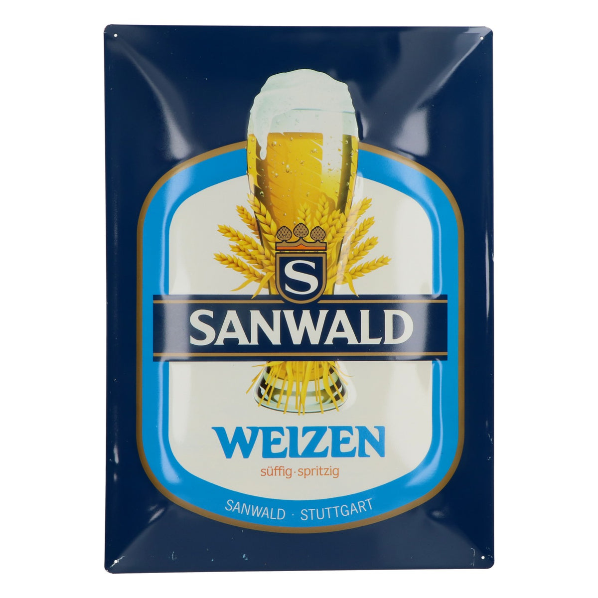 Sanwald Birra Retro Insegna pubblicitaria in lamiera bombata "Sanwald Stuttgart"