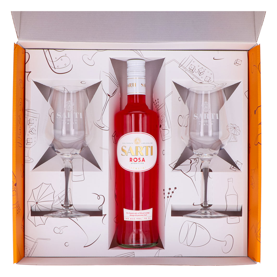 Sarti Spritz Geschenkset 0,7l Flasche 14,0 % Vol. + Spritzgläser–Orange – Ansicht 3