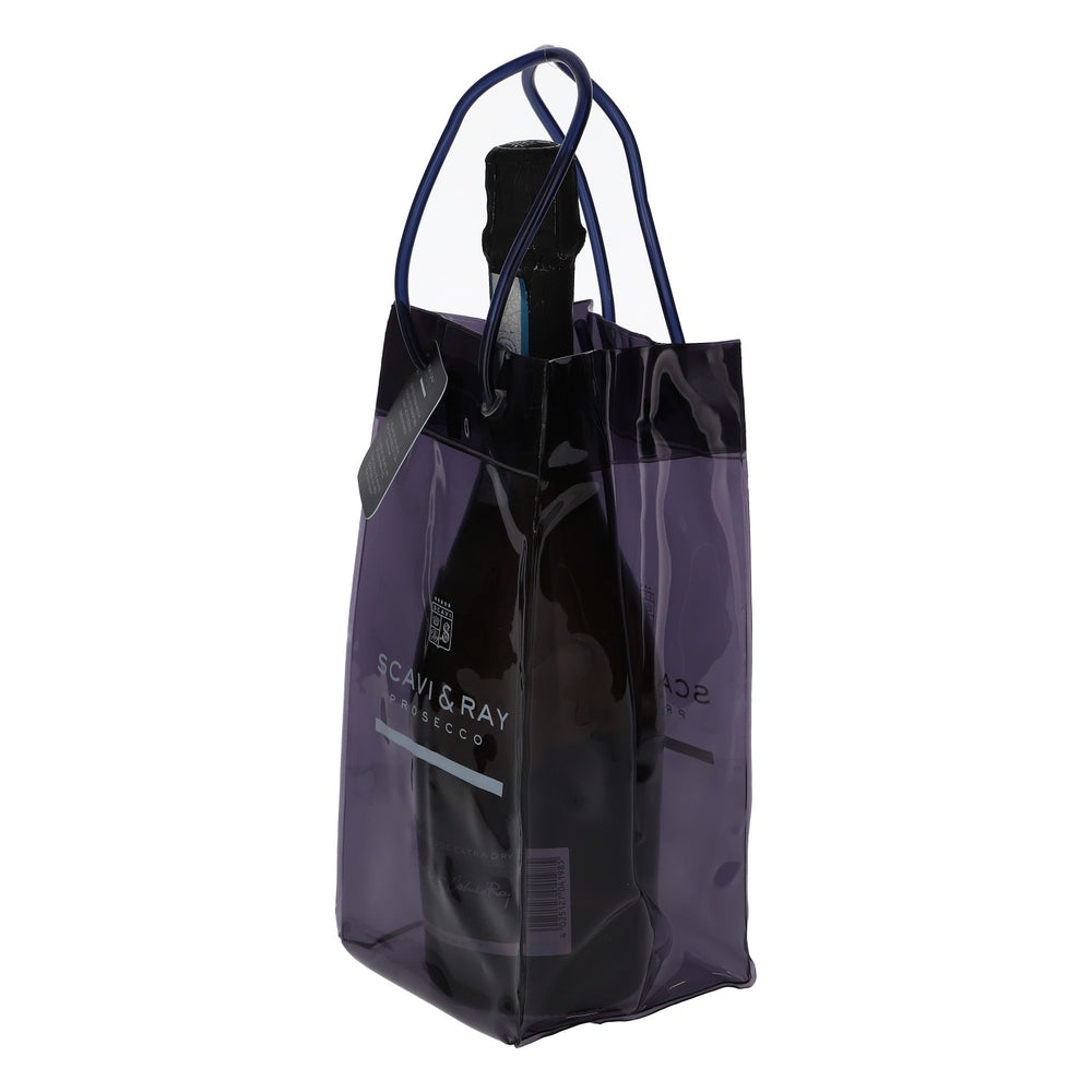 Scavi & Ray Prosecco Cool Bag – Borsa termica per bottiglie con effetto laccato "Icebag" in PVC nero
