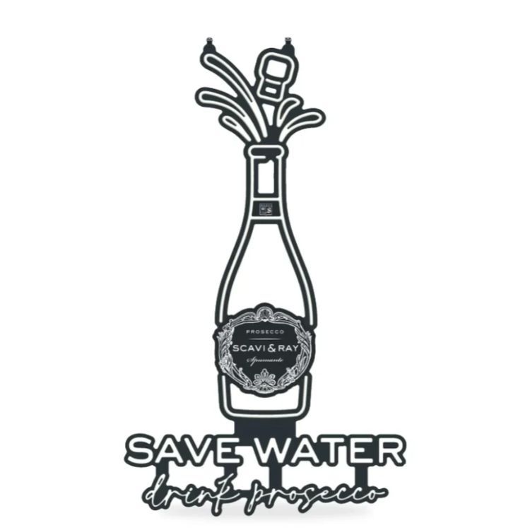 Insegna luminosa a LED Scavi & Ray con bottiglia "Drink Prosecco"