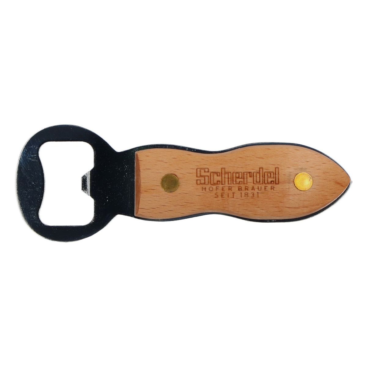 Apribottiglie retrò per birra Scherdel in legno – Vista 2