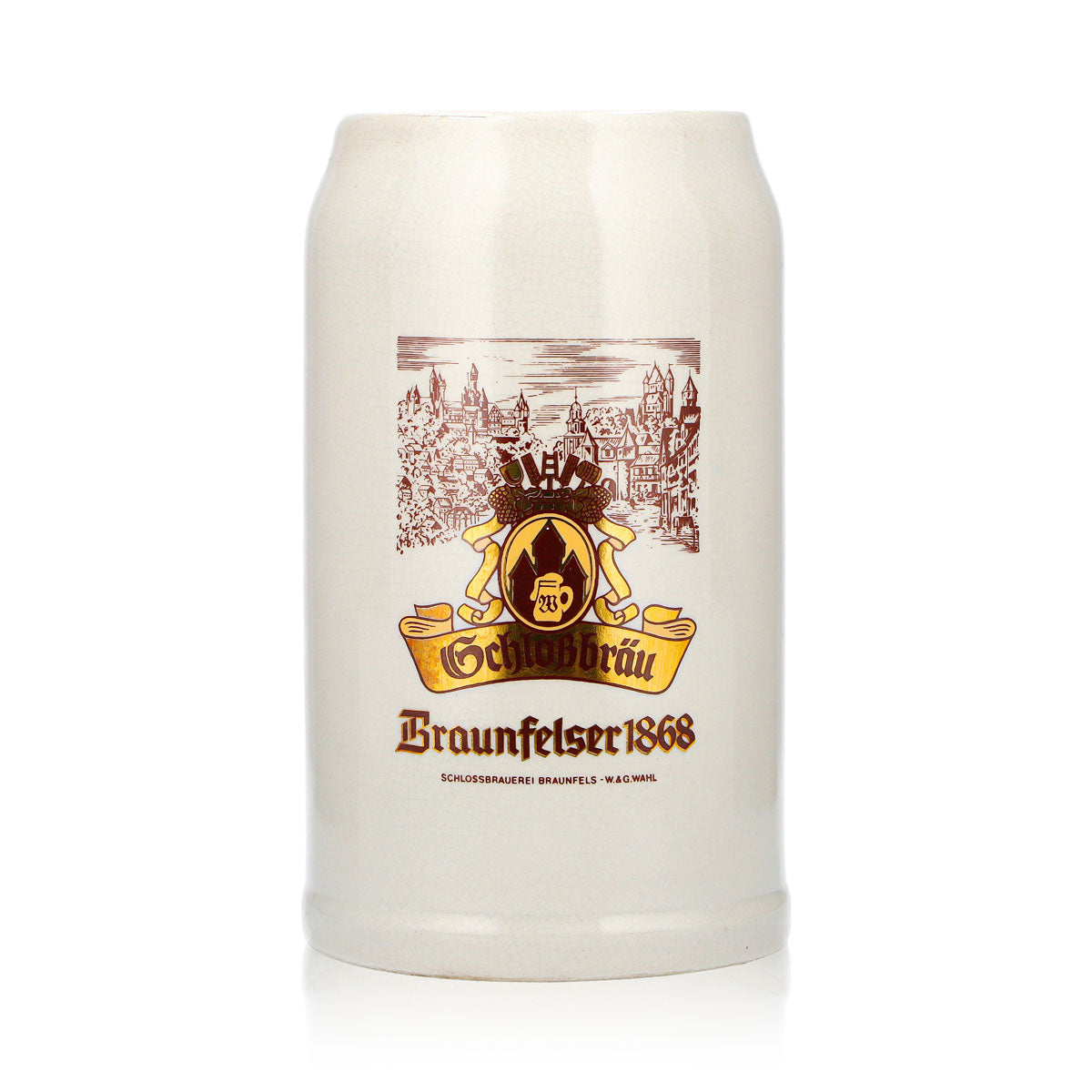 Bicchiere da birra Schlossbräu, boccale di terracotta, boccale da birra da 1 l, Braunfelser 1868, Sahm, terracotta – Vista 2