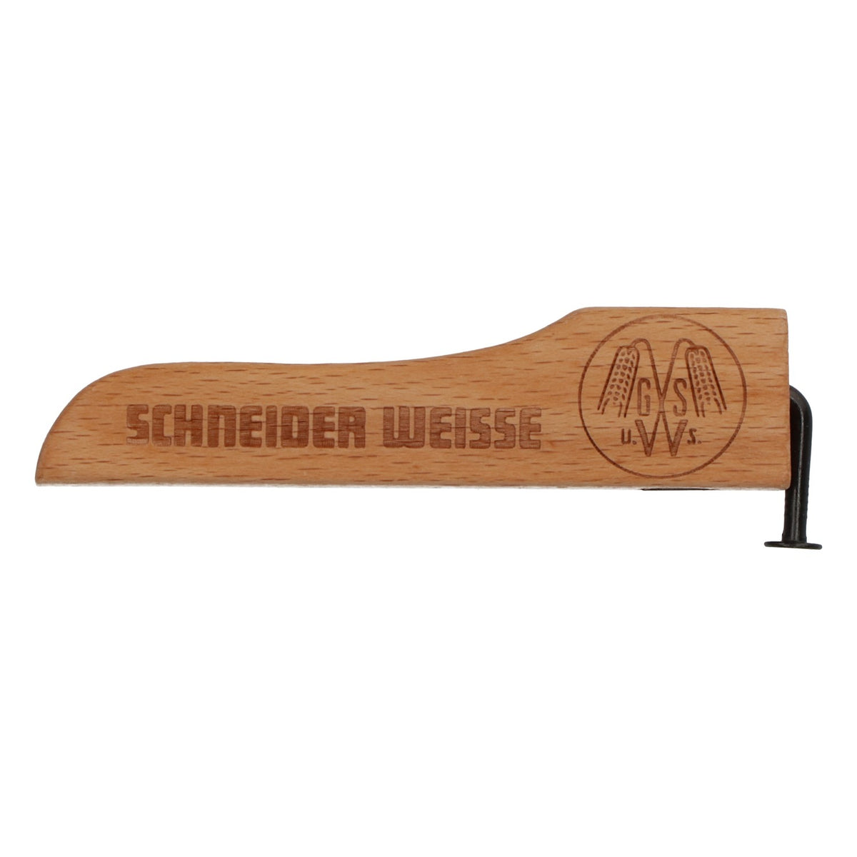 Schneider Weisse: apribottiglie per birra bianca in legno con chiodo e magnete – Vista 2