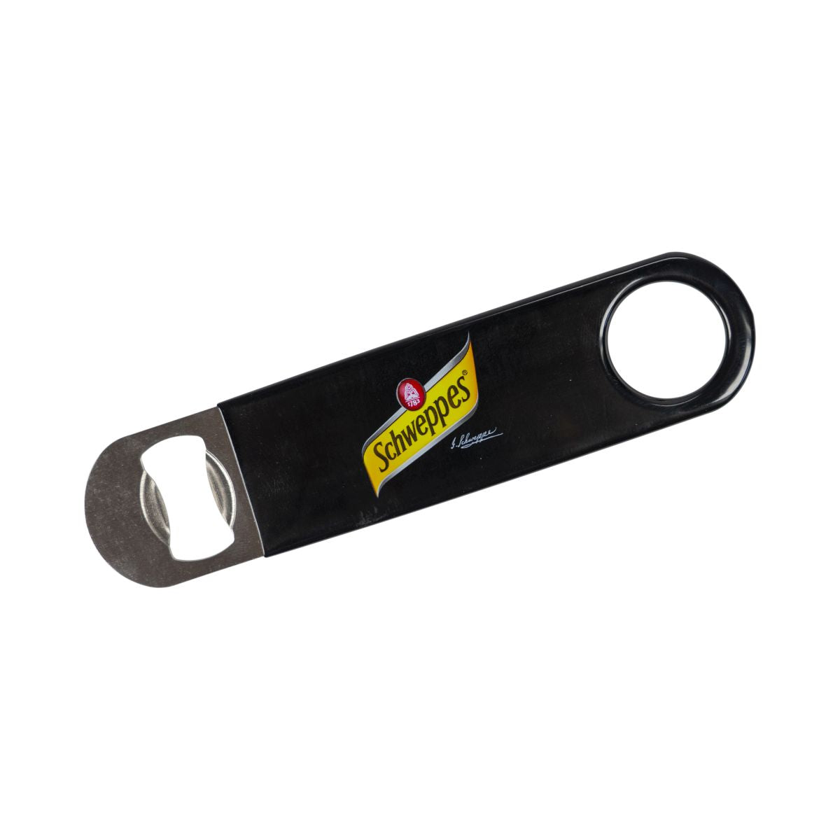 Schweppes apribottiglie nero in metallo con logo giallo e levacapsule Accessori per barbecue
