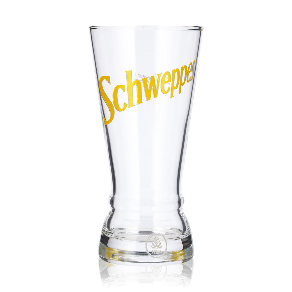 Bicchiere per bibite Schweppes da 0,3 l con il vecchio logo giallo