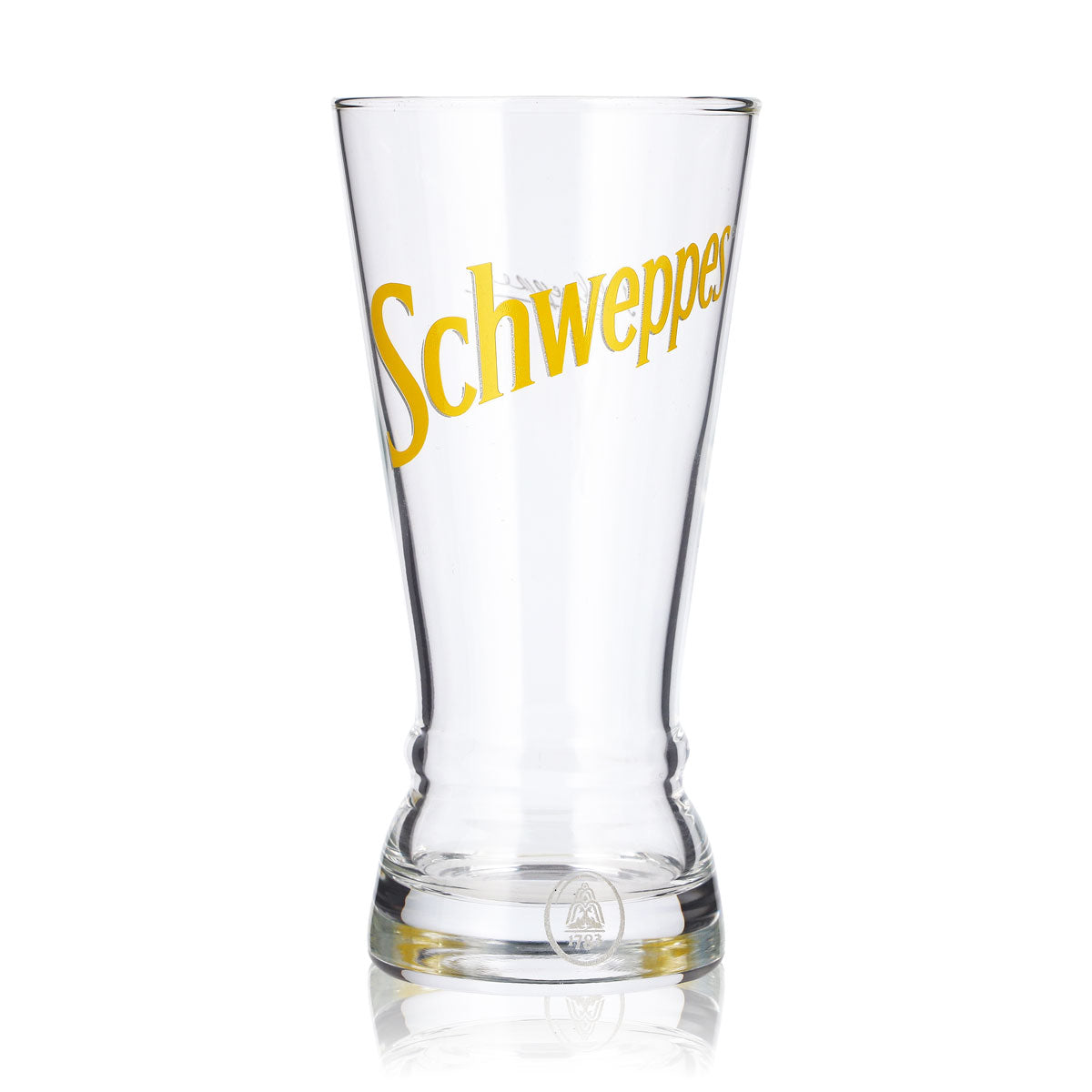 Bicchiere per bibite Schweppes da 0,3 l con il vecchio logo giallo