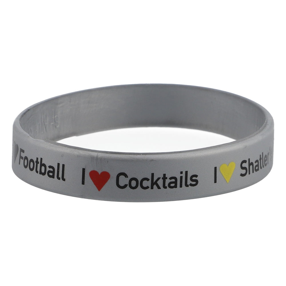 Bracciale Shatler in gomma grigio "I <3 Football I <3 Cocktails I <3 Shatler´s"
