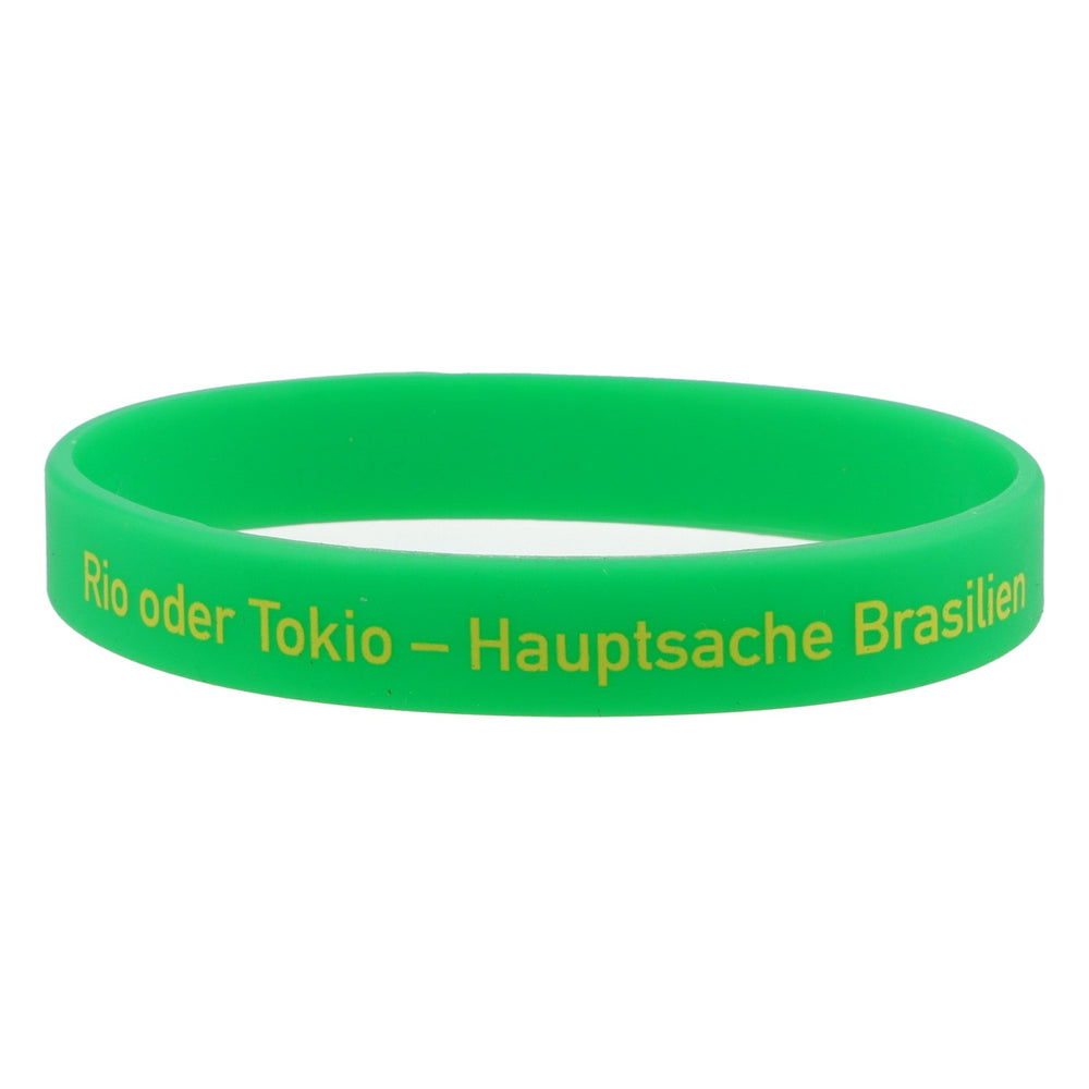 Bracciale Shatler in gomma verde "Rio o Tokyo - l'importante è che sia il Brasile"