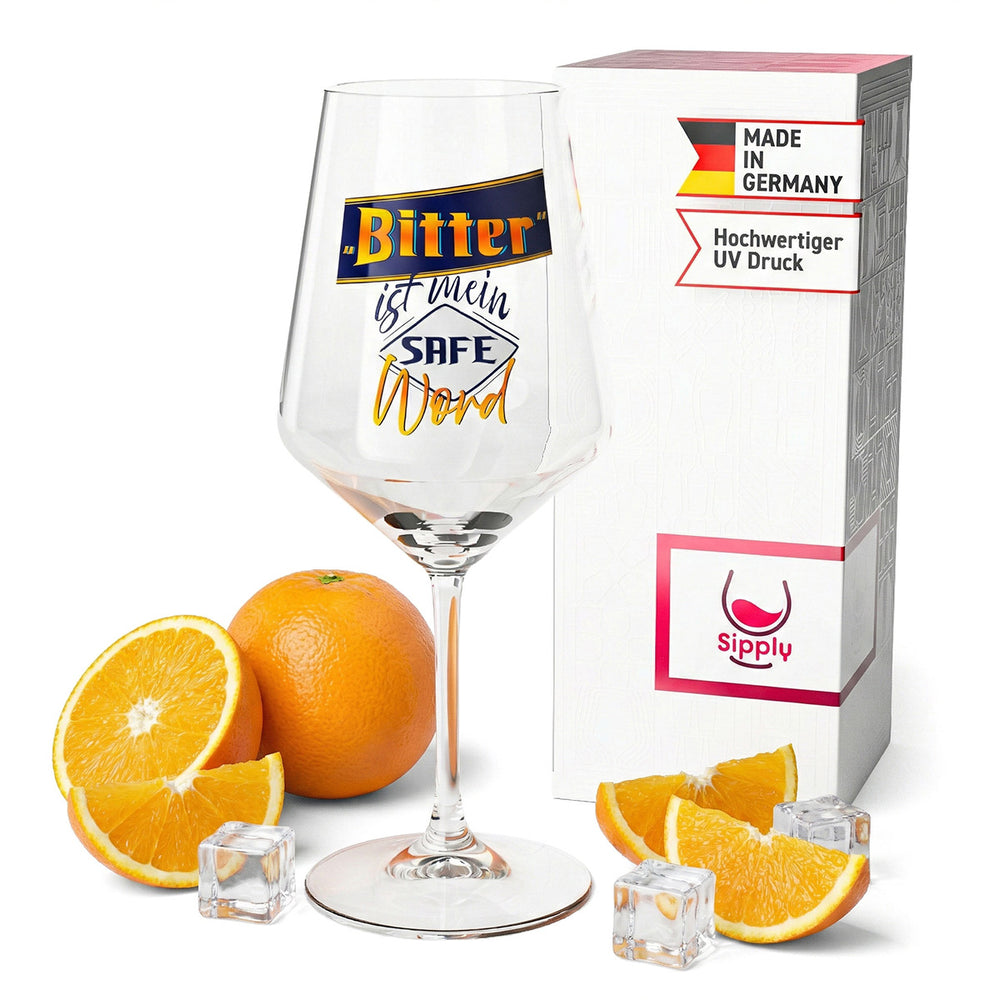 Bicchiere da aperitivo Sipply con scritta "Bitter" è la mia parola di sicurezza per bevande cocktail vino spritz 0,5 l