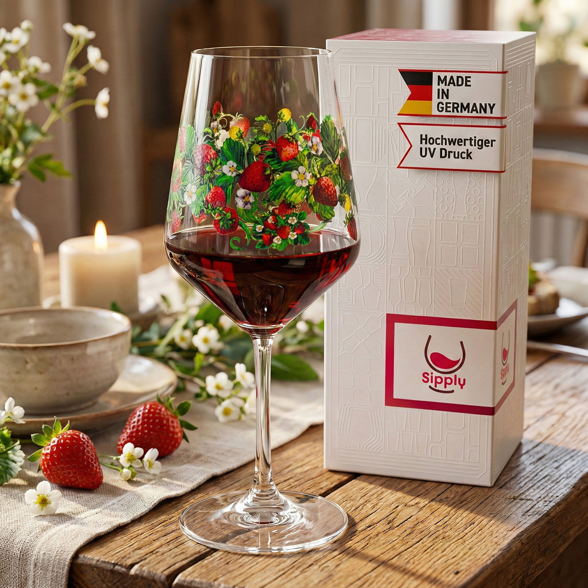 Bicchiere da aperitivo Sipply Summer Vibes con motivo fragole per spritz, cocktail e vino 0,5 l – Vista 3